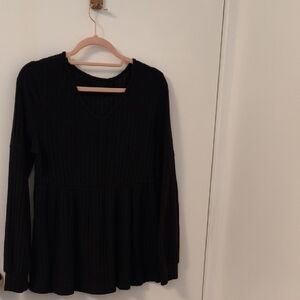 Elegant Black V-Neck Women's Top